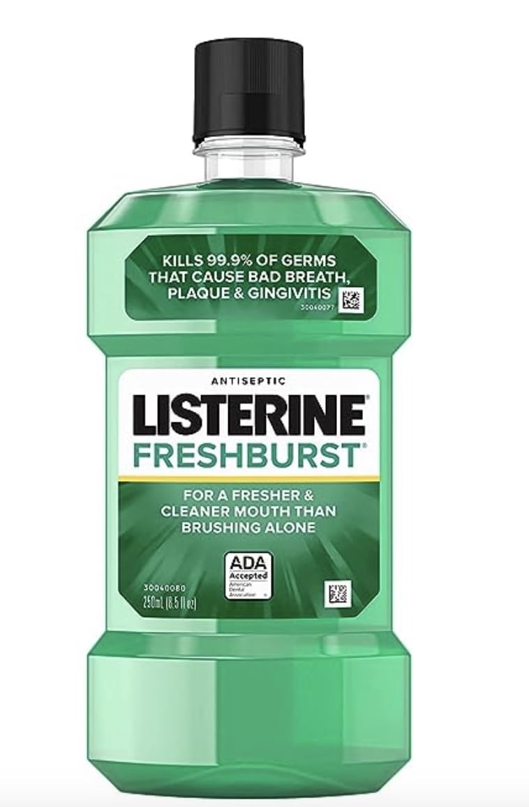 Listerine Antiseptic Mouthwash, Fresh Burst 250 mL (Pack of 3)